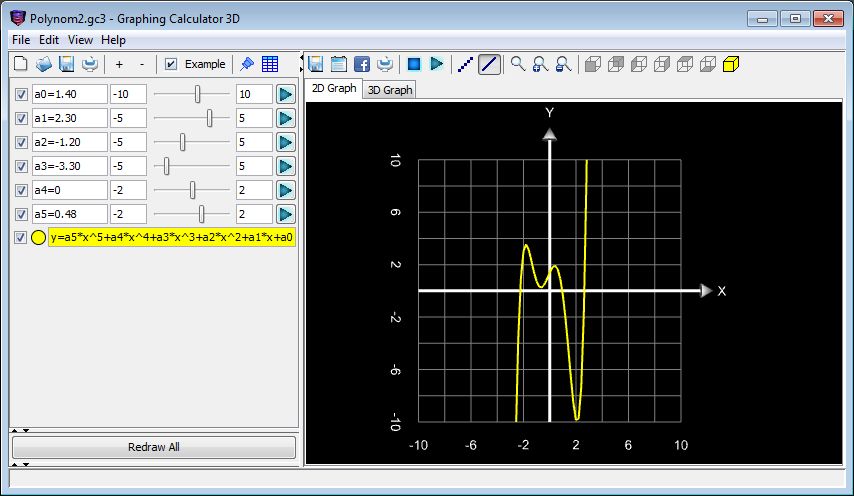 Variable slider 3d graph